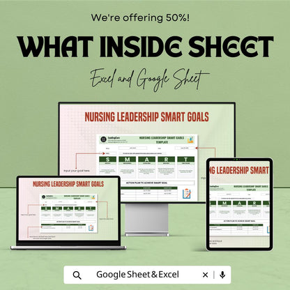 Nursing SMART Goals Template | Nursing Leadership Goal Planner | Nurse Professional Development Tracker | SMART Goal Worksheet