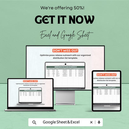Administration Press Release Distribution List | Excel & Google Sheets Template | Media Contact Tracker | Editable Stakeholder List