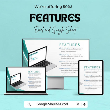 Real Estate Expense Worksheet Template | Excel and Google Sheets | Financial Tracking for Property Owners & Investors | Budget Management