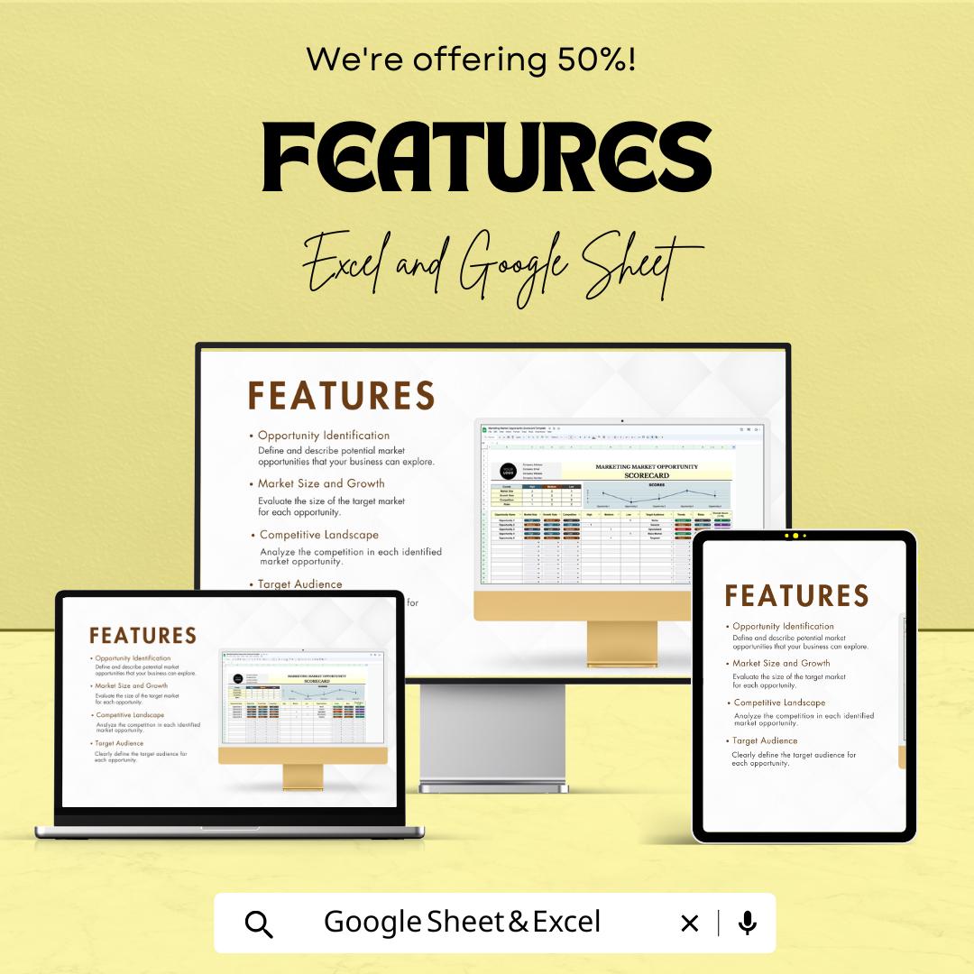 Marketing Market Opportunity Scorecard Sheet | Google Sheets & Excel | Business Market Analysis Tool | B2B Opportunity Tracker
