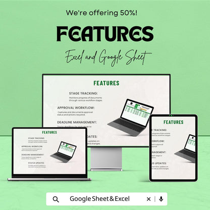 Administration Document Workflow Tracker Template | Excel & Google Sheets | Document Management System | Office Workflow Tracker