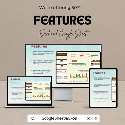 Account Efficiency Analysis Template | Finance Dashboard | Business Performance Tracker | Income Expense Report Template