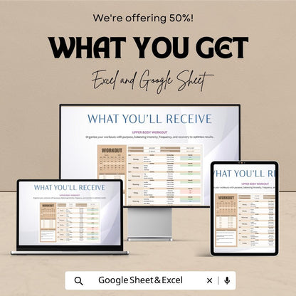 Transformation Workout Template | Fitness Planner Spreadsheet | Weekly Workout Tracker | Gym Training Log
