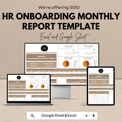 HR Onboarding Monthly Report Template | Employee Onboarding Dashboard  | HR Tracking & Progress Report