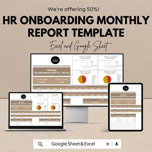 HR Onboarding Monthly Report Template | Employee Onboarding Dashboard  | HR Tracking & Progress Report