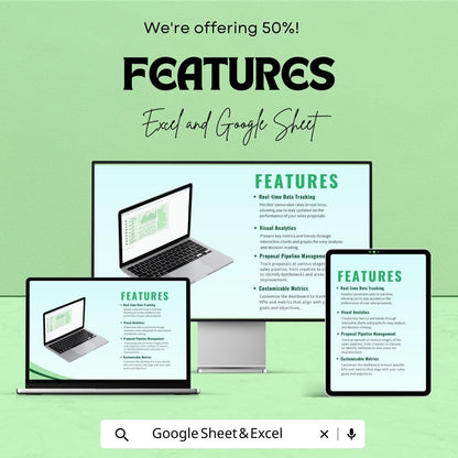 Sales Proposal Conversion Rate Dashboard | Excel & Google Sheet | Sales Analytics | Conversion Tracking Template