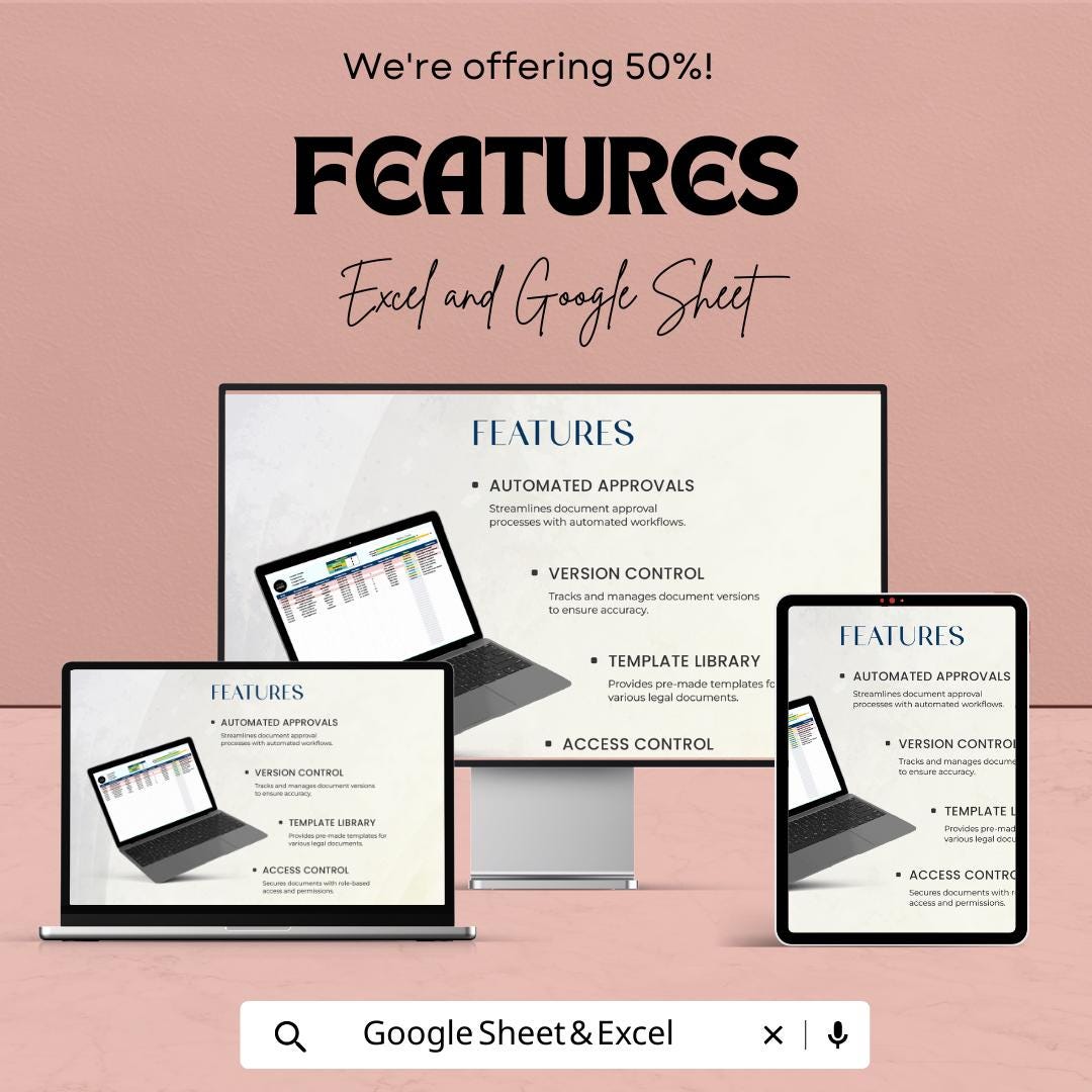 Legal Document Workflow Automation Template, Contract & Agreement Tracker, Law Firm Document Manager