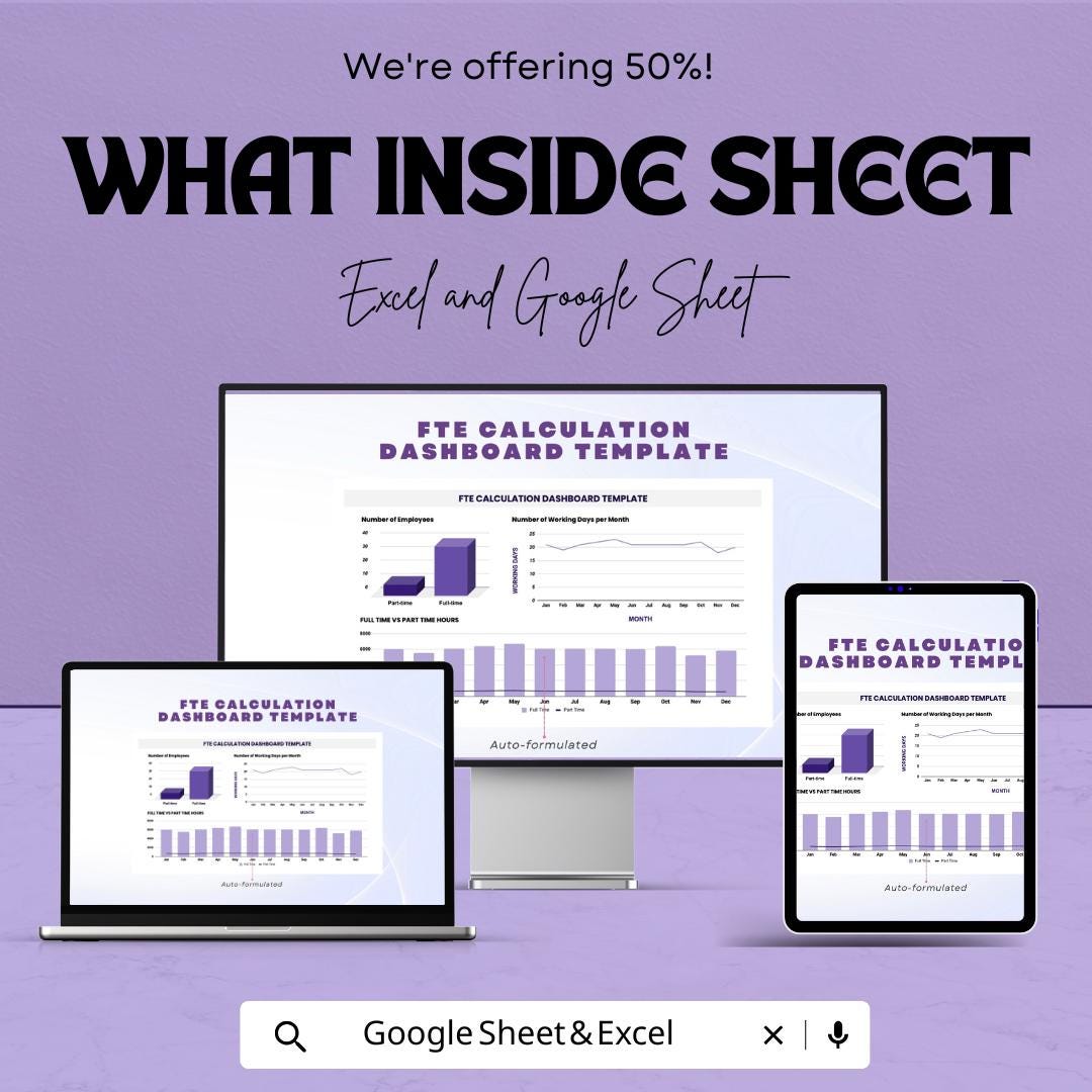 FTE Calculation Dashboard - Google Sheet Template | Employee Resource Planning | FTE Calculation Tool | Full-Time and Part-Time Analysis