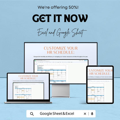 Blank HR Calendar Sheet - Excel & Google Sheet, Customizable Employee Schedule Template, HR Management Calendar