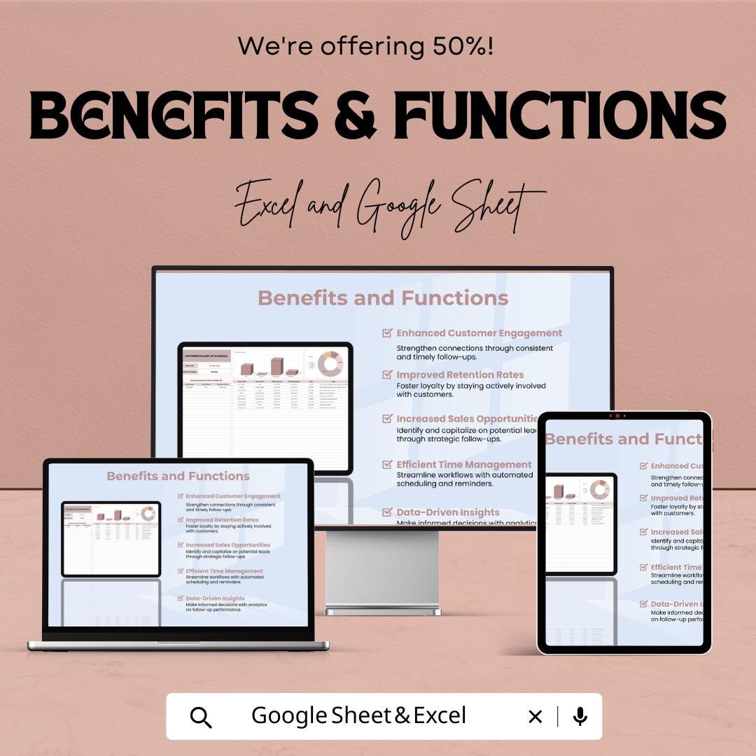 Customer Follow-Up Schedule Sheet | Excel and Google Sheets Template for Client Management & Reminders