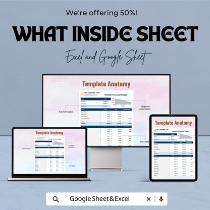 Monthly Financial Budget Template | Income & Expense Tracker | Monthly Money Planner | Budget Spreadsheet | Personal Finance Template