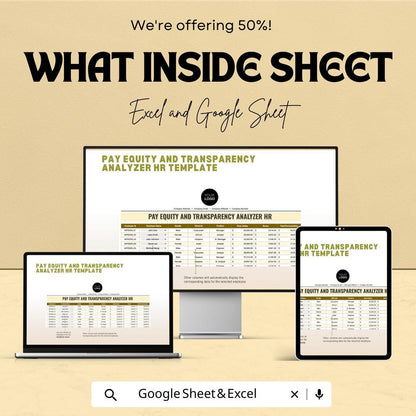 Pay Equity and Transparency Analyzer HR Template | Salary Analysis Dashboard | Equal Pay Compliance Tool | Excel & Google Sheets