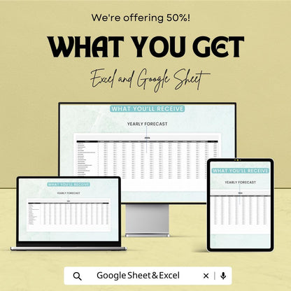 Operations Project Cost Forecast Sheet Template, Project Budget Planner, Cost Projection Spreadsheet, Annual Cost Tracker
