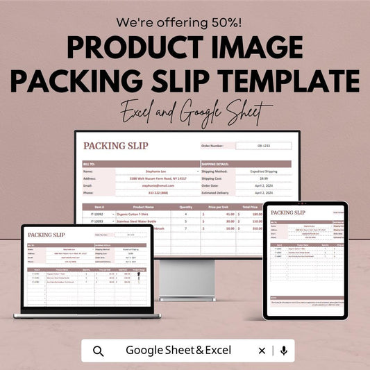 Packing Slip Template with Product Images | Order Management Spreadsheet | Invoice & Packing List | Small Business Tool