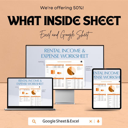 Rental Income & Expense Worksheet | Property Management | Google Sheets| Expenses and Profit Easily | Real Estate Financial Tracker