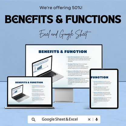 Employee Turnover Dashboard | Google Sheet for HR Analytics | Track Employee Retention & Metrics | Real-Time Employee Data Analysis |