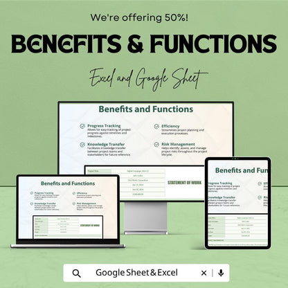 Statement of Work Template | SOW Template Spreadsheet | Project Scope Template | Project Planning Sheet