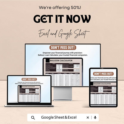Balloon Loan Calculator Sheet | Excel and Google Sheets | Loan Payment Schedule & Financial Planning Template | Loan Interest Calculator