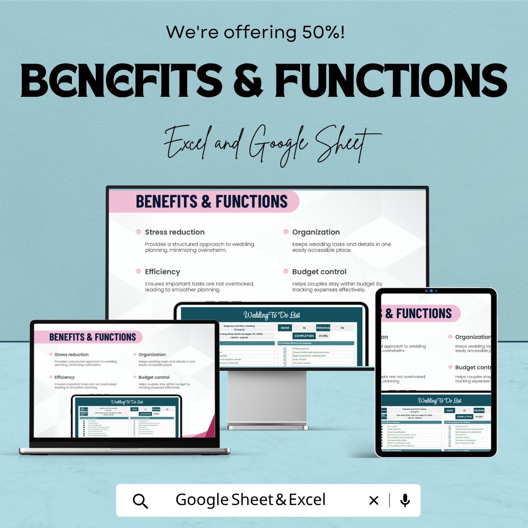 Wedding To Do List Template | Wedding Planning Checklist Spreadsheet | Bridal Task Organizer | Excel & Google Sheets | Event Planning Sheet