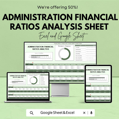 Administration Financial Ratios Analysis Sheet for Excel and Google Sheets – Financial Planning & Strategic Decision-Making