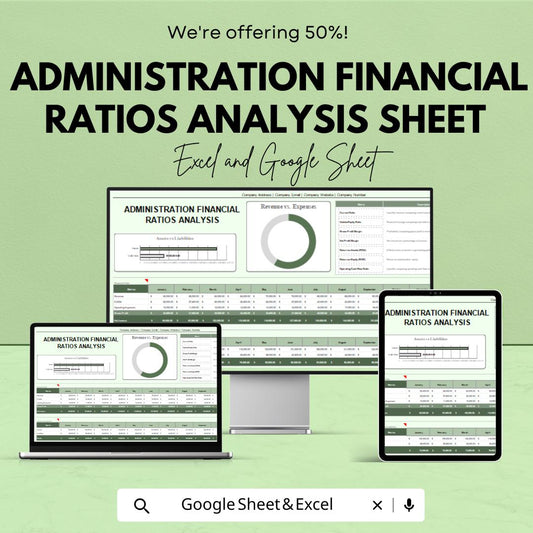 Administration Financial Ratios Analysis Sheet for Excel and Google Sheets – Financial Planning & Strategic Decision-Making