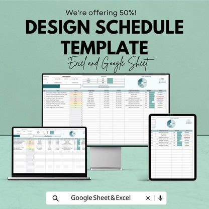 Design Schedule Template | Project Planner Spreadsheet | Task Tracker & Timeline | Design Project Management Tool
