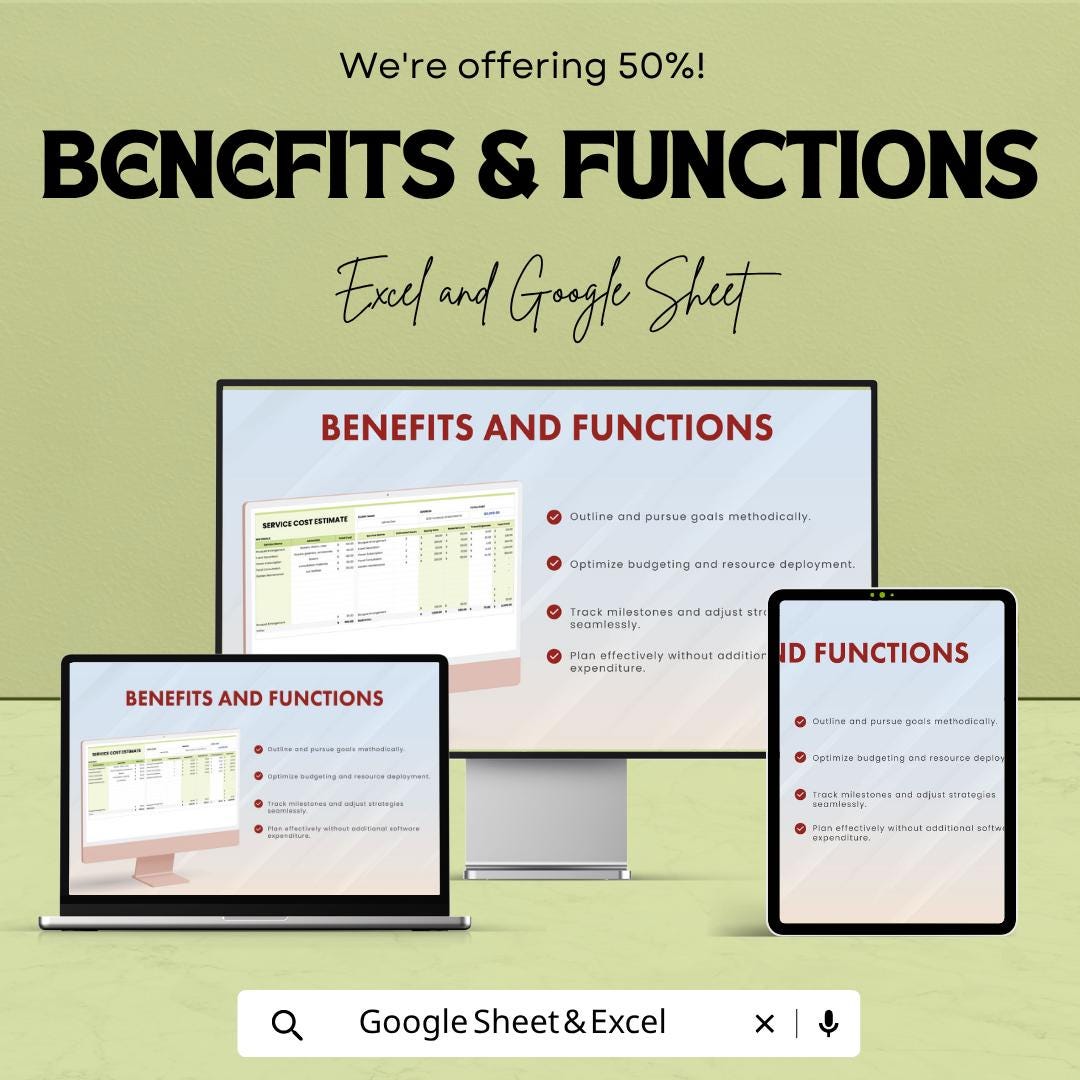 Service Cost Estimate Template | Service Pricing Spreadsheet | Excel & Google Sheets | Business Cost Calculator | Service Quote Template