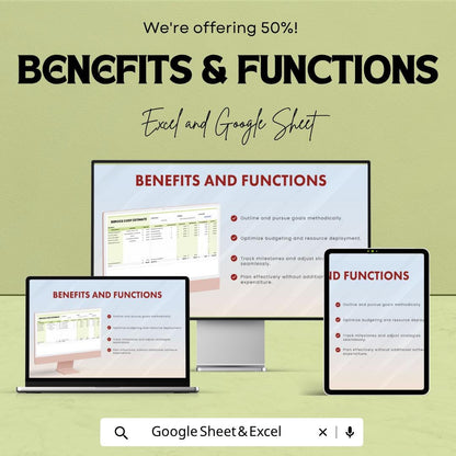 Service Cost Estimate Template | Service Pricing Spreadsheet | Excel & Google Sheets | Business Cost Calculator | Service Quote Template