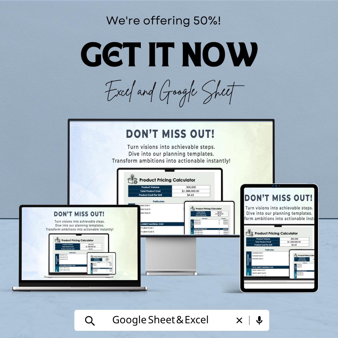 Product Pricing Calculator Template | Cost Per Unit Calculator | Business Pricing Sheet | Profit Margin Tracker | Cost Analysis Tool