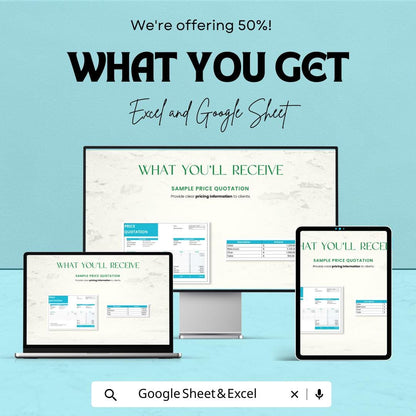 Sample Price Quotation Template | Excel & Google Sheets | Business Quote Sheet | Price Estimate Form | Editable Invoice Format