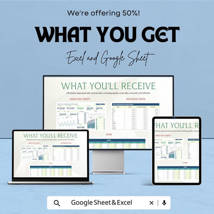Post-Sale Revenue Analysis Sheet Template | Sales Dashboard Excel & Google Sheets | Revenue Tracker | Profit and Expense Tracker |