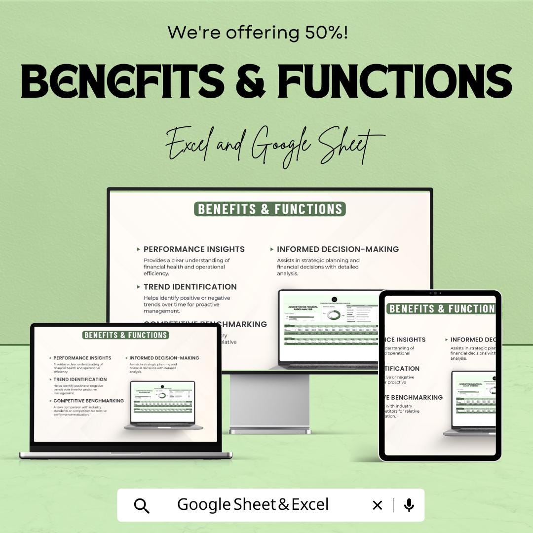 Administration Financial Ratios Analysis Sheet for Excel and Google Sheets – Financial Planning & Strategic Decision-Making