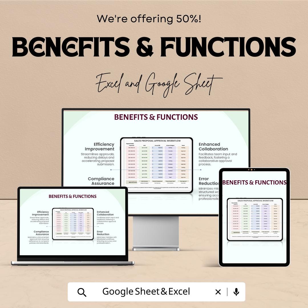 Sales Proposal Approval Workflow Template Excel & Google Sheets | Proposal Tracking Spreadsheet | Sales Approval Process Manager