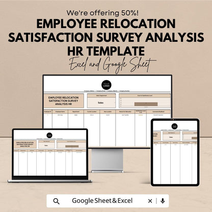 Employee Relocation Satisfaction Survey Analysis | HR Survey Template | Excel & Google Sheets | Employee Relocation Feedback Tool