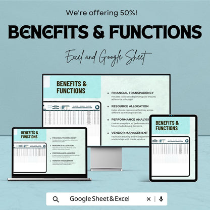 Advertising Media Buying Tracking Sheet Template, Media Buying Spreadsheet, Ad Spend Tracker, Marketing Budget Planner