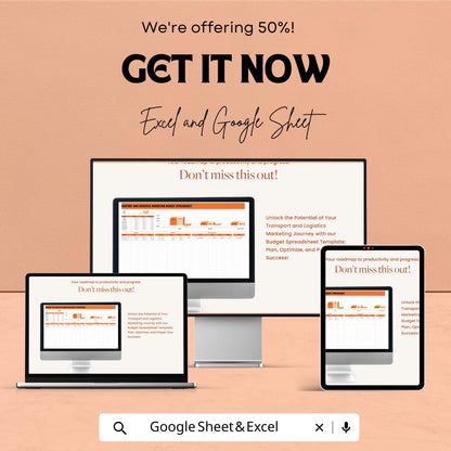 Transport and Logistics Marketing Budget Spreadsheet Template | Google Sheets | Marketing Budget Planner | Logistics Advertising Tracker |