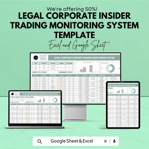Legal Corporate Insider Trading Monitoring System Template | Excel & Google Sheets Compliance Tracker | Risk Management Tool