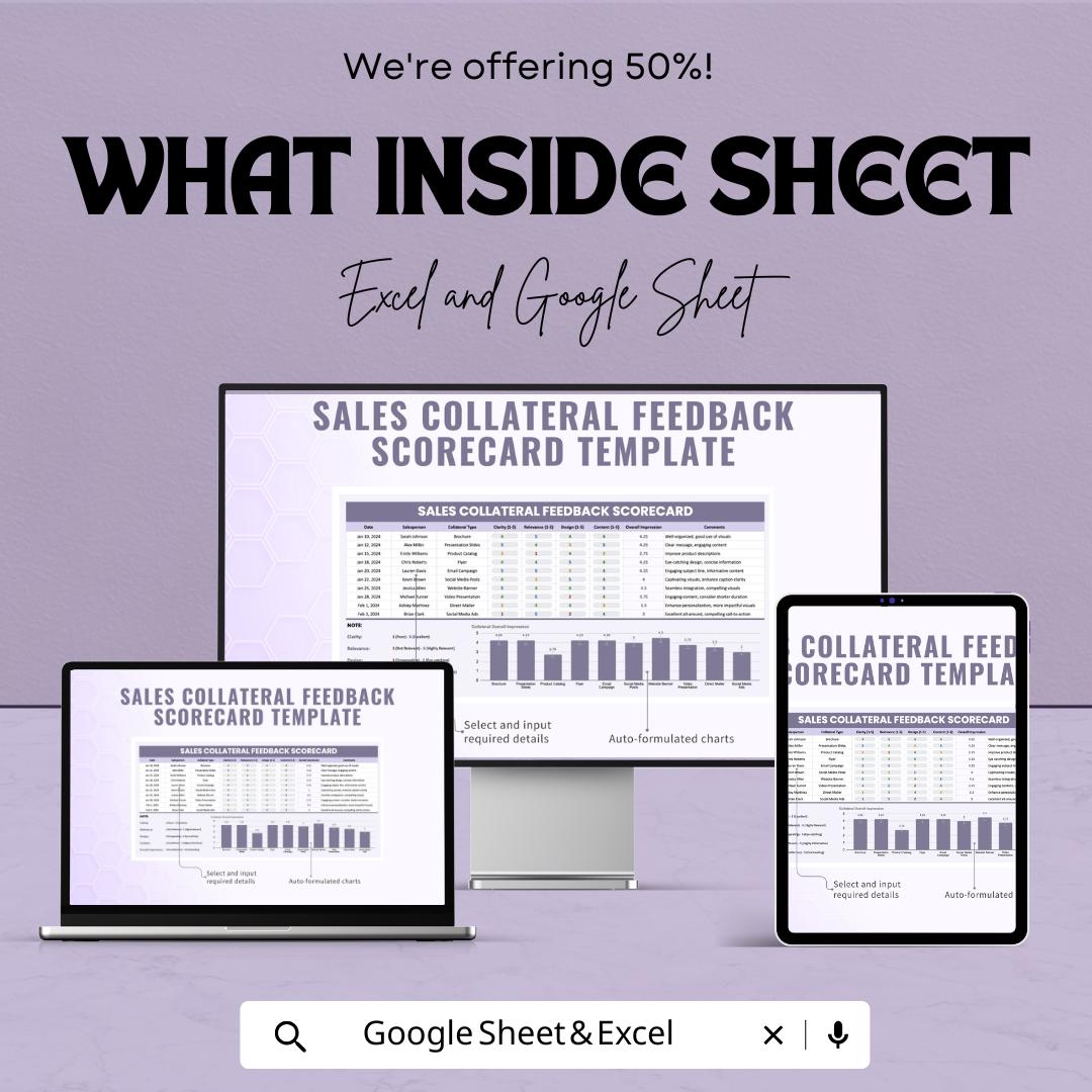 Sales Collateral Feedback Scorecard Template | Marketing Collateral Review Sheet | Sales Material Assessment | Feedback and Scoring Template