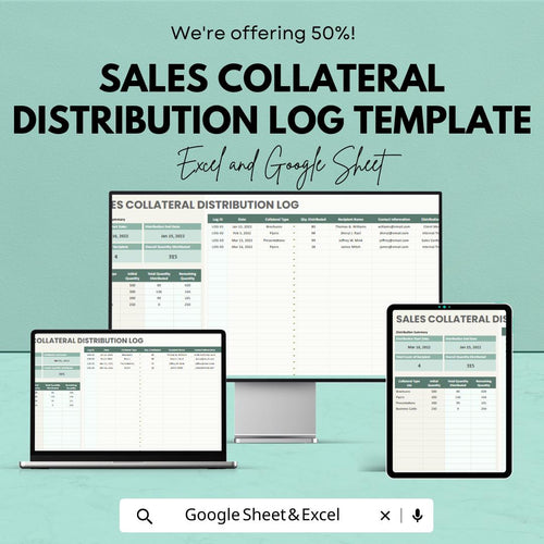 Sales Collateral Distribution Log Template | Marketing Asset Tracker | Excel & Google Sheets Template