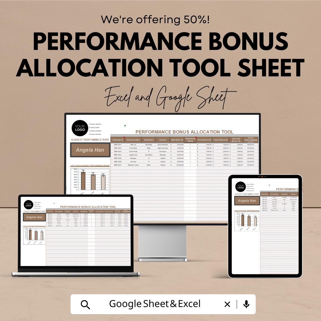 Performance Bonus Allocation Tool | Google Sheets | HR Bonus Distribution Tracker | Employee Bonus Calculator | Business Bonus Allocation