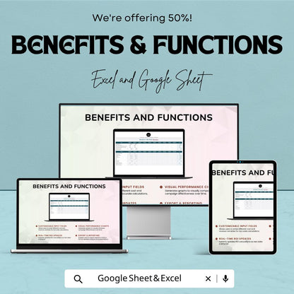Marketing ROI Calculator Template | Marketing Budget Planner | ROI Tracker Spreadsheet | Business Analytics Tool