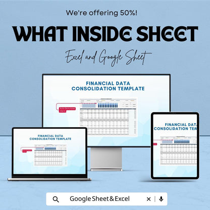 Financial Data Consolidation Sheet | Excel and Google Sheet Template | Budget Tracking, Financial Reporting & Data Analysis