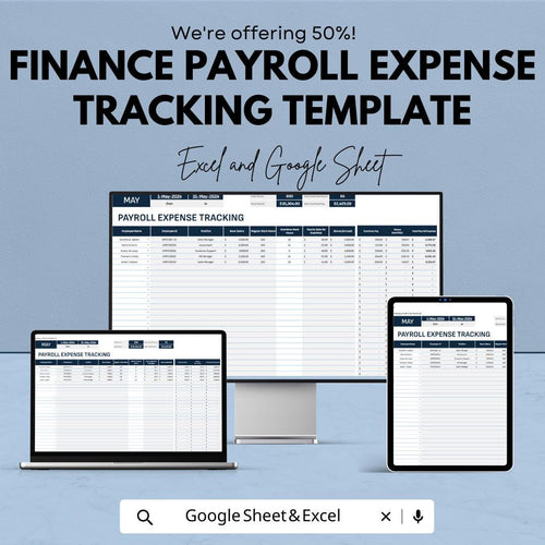 Finance Payroll Expense Tracking Template | Payroll Cost Tracker | Employee Payroll Management | Excel & Google Sheets