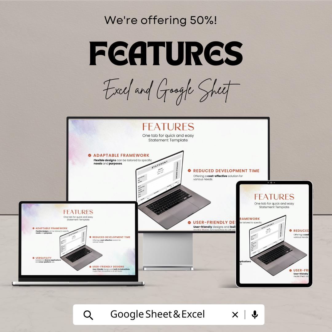 Statement Template | Invoice & Billing Tracker for Excel and Google Sheets | Business Finance Spreadsheet | Payment Record Template