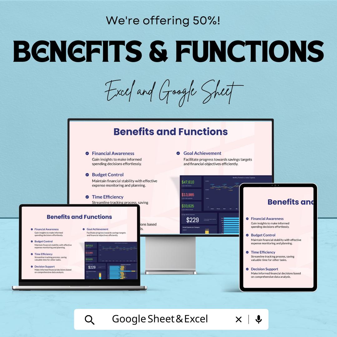 Forecast Dashboard Template | Income & Expense Tracker with Budget Planning | Google Sheets and Excel