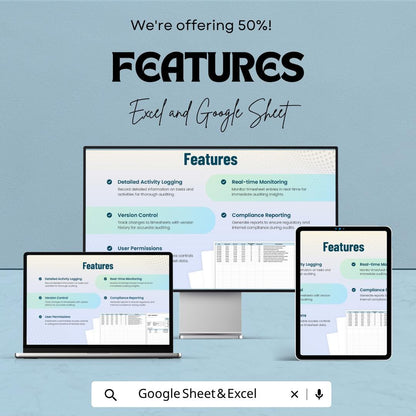 Audit Timesheet Template | Auditor Time Tracking Sheet | Compliance & Activity Log | Excel and Google Sheets | Audit Work Tracker