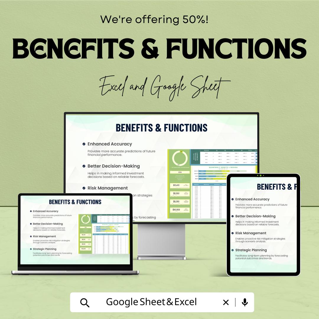 Advanced Financial Investment Forecasting Template | Business Budget Planner | Financial Projection Dashboard | Excel & Google Sheets