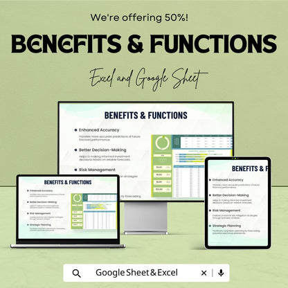 Advanced Financial Investment Forecasting Template | Business Budget Planner | Financial Projection Dashboard | Excel & Google Sheets