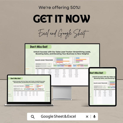 Sales Lead Tracker Template | Excel & Google Sheet | CRM Sales Pipeline Tracker | Lead Management Spreadsheet | Business Sales Tracking