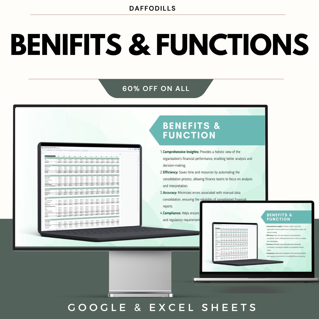 Consolidated Financial Reporting Template, Financial Statement Spreadsheet, Business Finance Report, Google Sheets Excel
